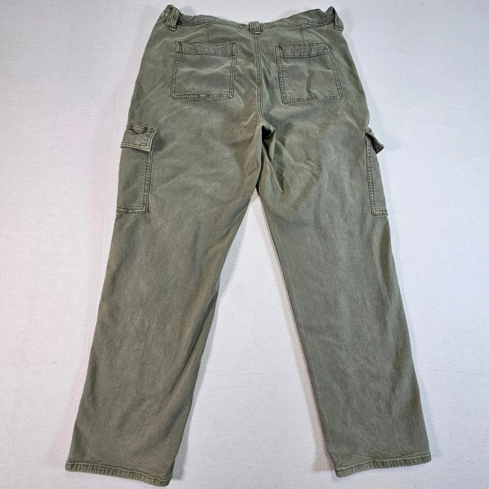American Eagle‎ Stretch Cargo Pants Olive Green Straight Leg Utility Mens 16 Reg